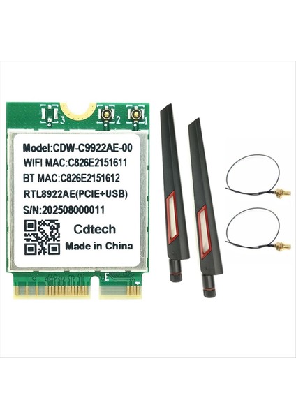 RTL8922AE Wifi7 Kart + 2X10DB Anten 2 4g/5g/6g Tri-Band 6338 Mbps Kablosuz Wifi Kart Adaptörü Bluetooth 5 4 Masaüstü Bilgisayar Için (Yurt Dışından)