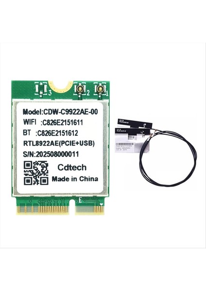 RTL8922AE Wifi7 Kart 6338 Mbps 2 4g/5g/6g Tri-Band Kablosuz Wifi Adaptör Kartı Bluetooth 5 4 M 2 WIN10/WIN11 (Yurt Dışından)