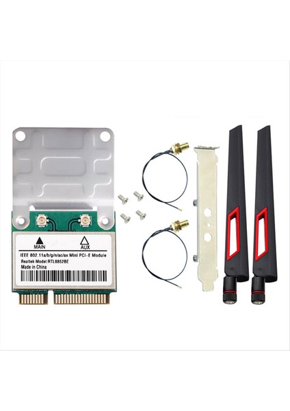 RTL8852BE Wifi 6 Ağ Kartı 10DBI Anten Bt 5 2 Mini Pcı-E Kablosuz Çift Bant 2 4g/5ghz 1800M Adaptör Win 11 Için (Yurt Dışından)