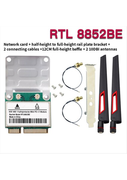 RTL8852BE Wifi 6 Ağ Kartı 10DBI Anten Bt 5 2 Mini Pcı-E Kablosuz Çift Bant 2 4g/5ghz 1800M Adaptör Win 11 Için (Yurt Dışından) indirimleri