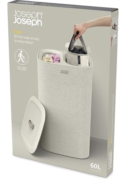 Joseph Tota Çamaşır Ayırma Sepeti, Ekru, 60 L indirimleri