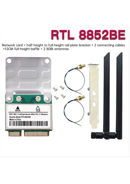 RTL8852BE 8dbı Antenli Wifi 6 Ağ Kartı Bt 5 2 Mini Pcı-E Dual Band 2 4g/5ghz AX1800 Adaptörü Win 10 11 A Için (Yurt Dışından) indirimleri