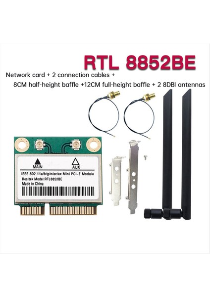 RTL8852BE 8dbı Antenli Wifi 6 Ağ Kartı Bt 5 2 Mini Pcı-E Dual Band 2 4g/5ghz 1800MBPS Adaptör Win 10/11 A (Yurt Dışından) indirimleri