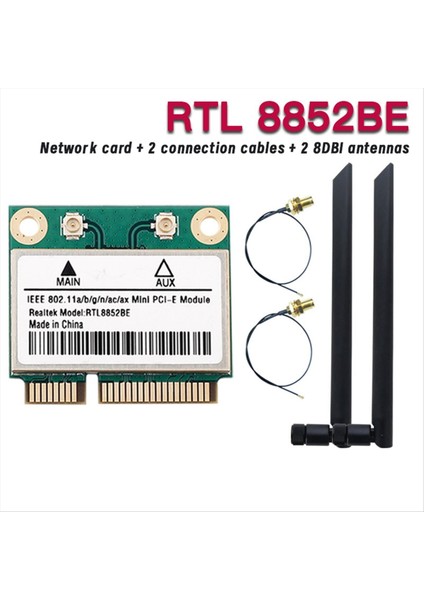 RTL8852BE 8dbı Antenli Wifi 6 Ağ Kartı AX1800 Bt 5 2 Mini Pcı-E Dual Band 2 4g/5ghz Adaptör Win 10/11 Için (Yurt Dışından) modelleri