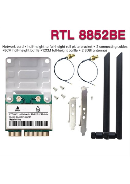 RTL8852BE 8dbı Antenli Wifi 6 Ağ Kartı Bt 5 2 Mini Pcı-E Dual Band 2 4g/5ghz 1800MBPS Adaptör Win 10 11 Için (Yurt Dışından) fiyatları
