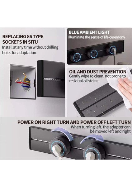 Soket Güç Rayı Soketi Gizli Duvar Mutfak Soketi Ab Ingiltere ve Kore Evrensel Fiş Adaptörü ile (Yurt Dışından) fiyatları