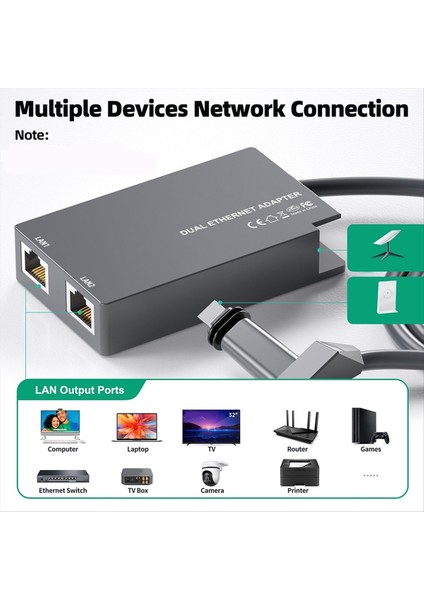 Starlink Gen2 Kablolu Harici Ağ Çift Bağlantı Noktası Ethernet Adaptörü Için Ethernet Adaptörü 1 Gbps Yüksek Hızlı Ağ (Yurt Dışından) modelleri