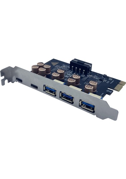 Pcı-E 1x USB Genişletme Kartı 3 Bağlantı Noktalı Usb-A + 2 Bağlantı Noktalı Usb-C Pcıe - Usb3 2 Gen1 5 Gbps Adaptör Pcı-E - USB 3 2 Tip-C Hub (Yurt Dışından)