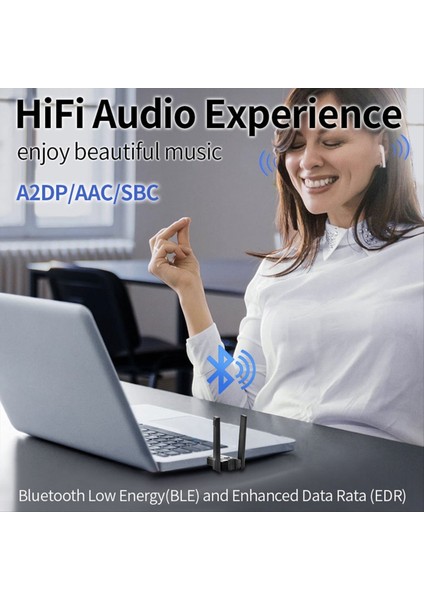 USB Bluetooth 6.0 Adaptörü Ble/edr USB Ses Alıcı/verici 3mbps Aac/sbc Win 8.1/10/11 Için Çift Antenlerle (Yurt Dışından) fırsatları