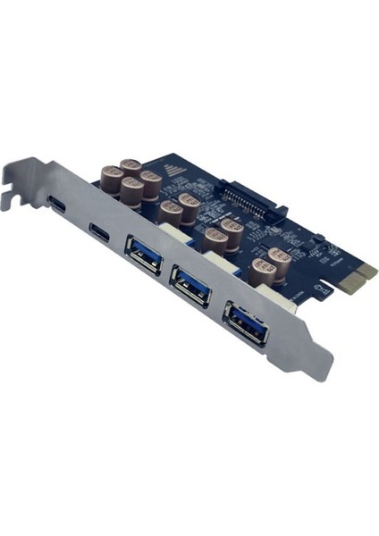 Pcı-E 1x USB Genişletme Kartı 5 Gbps 3xusb-A + 2xusb-C Pcıe - Usb3 2 Gen1 5 Gbps Adaptör Pcı-E - USB 3 2 Type-C Genişletme Hub&#39 I (Yurt Dışından)