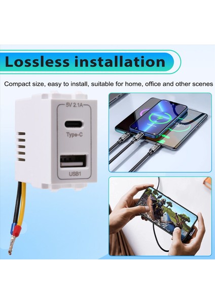 Yeni USB Tip-C Çift Bağlantı Noktası Güç Modülü 220V Soket 5V 2.1A Telefon Şarj Modülü Transformatör Şarj Gücü Adaptörü (Yurt Dışından) fırsatları