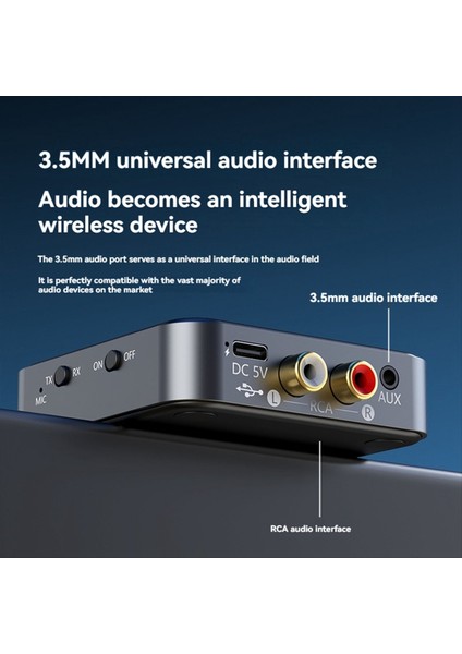 Qccv Bluetooth 5.4 Ses Alıcı Verici 3.5mm Aux, Mıc Kablosuz Stereo Adaptörü Kulaklıklar Tv Pc Araç Hoparlörleri (Yurt Dışından) fiyatları
