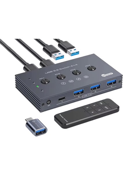 Usb3 2 Switcher Kvm Anahtarı Paylaşılan Denetleyici Adaptörü 10 Gbps Hızı Fit Bilgisayar Dizüstü Fare Klavye Paylaşımı 4 USB Bağlantı Noktası (Yurt Dışından)