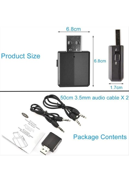Pc Için Bluetooth USB Adaptörü, Bt 5.0 3&#39;ü 1 Bluetooth Verici Alıcı Adaptörü 3.5 mm Aux, Kablosuz Aktarım (Yurt Dışından) fiyatları