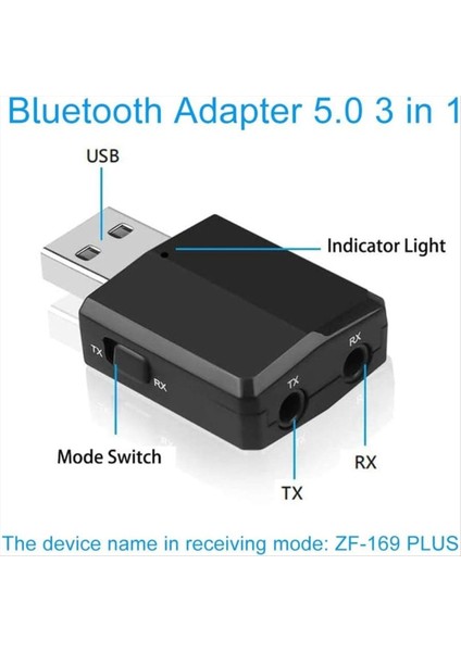 Pc Için Bluetooth USB Adaptörü, Bt 5.0 3&#39;ü 1 Bluetooth Verici Alıcı Adaptörü 3.5 mm Aux, Kablosuz Aktarım (Yurt Dışından) fırsatları