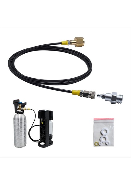 Soda Su Yapıcı Makinesi Karbon Dioksit Dolum Istasyonu Adaptörü TR21-4 Harici Co2 Tankı Için 98 Inç Hortum Kiti ile (Yurt Dışından) fiyatları