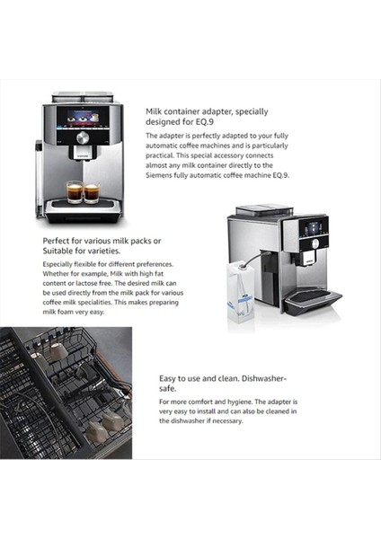 Siemens Bosch Neff Eq9 S500 S700 00577862 TZ90008 Kahve Makinesi Için Süt Kabı Adaptörü (Yurt Dışından) modelleri