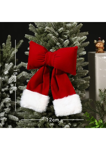 Noel Dekorasyonu Kırmızı Kadife Yay Noel Ağacı Şarap Kırmızı Kolye Üç Boyutlu Büyük Dekoratif Yay (Yurt Dışından)