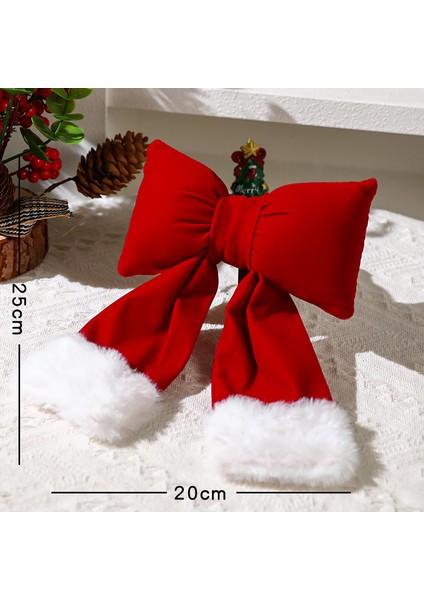 Noel Dekorasyonu Kırmızı Kadife Yay Noel Ağacı Şarap Kırmızı Kolye Üç Boyutlu Büyük Dekoratif Yay (Yurt Dışından)