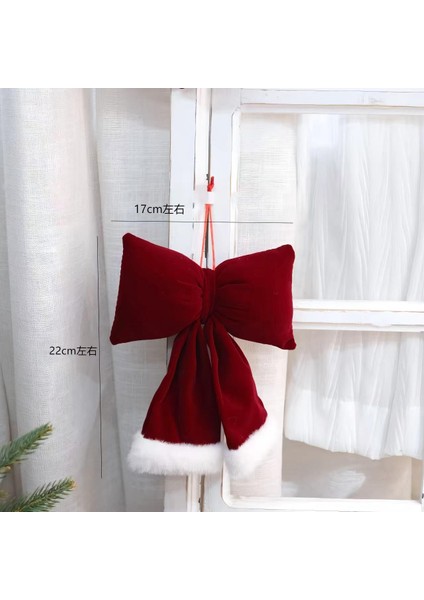 Noel Dekorasyonu Kırmızı Kadife Yay Noel Ağacı Şarap Kırmızı Kolye Üç Boyutlu Büyük Dekoratif Yay (Yurt Dışından)