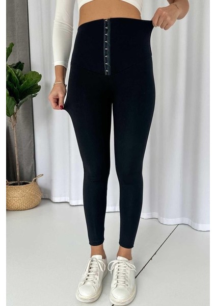 Aknbutik Kadın Yüksek Bel Korse ve Kopça Detay Çelik Toparlayıcı Tayt