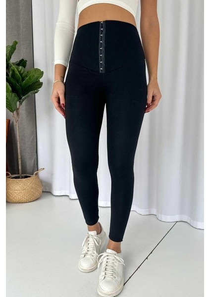 Aknbutik Kadın Yüksek Bel Korse ve Kopça Detay Çelik Toparlayıcı Tayt