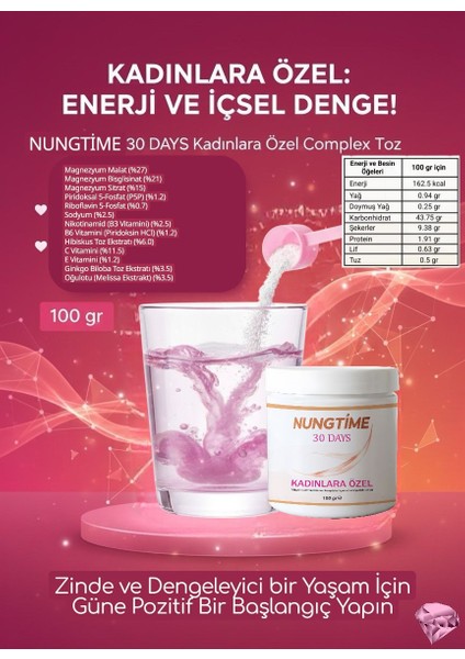 Nungtime Komplex Mineral,magnezyum,vitamin,kolajen Kadın Için 100 gr Takviye Edici Gıda