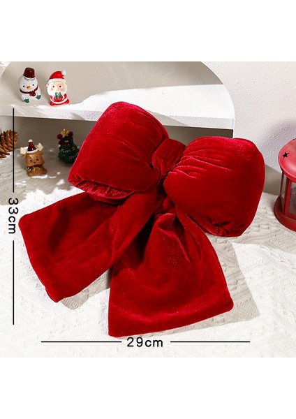 Noel Dekorasyonu Kırmızı Kadife Yay Noel Ağacı Şarap Kırmızı Kolye Üç Boyutlu Büyük Dekoratif Yay (Yurt Dışından)