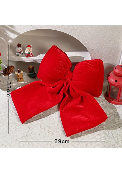 Noel Dekorasyonu Kırmızı Kadife Yay Noel Ağacı Şarap Kırmızı Kolye Üç Boyutlu Büyük Dekoratif Yay (Yurt Dışından)