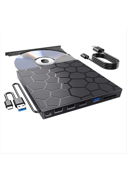 Harici Cd/dvd Sürücü Oynatıcı 7&#39 De 1 USB 3 0 Cd/dvd-Rom +/- Rw CD Burner Dizüstü Masaüstü Mac Windows 11/10/8/7 Linux (Yurt Dışından)