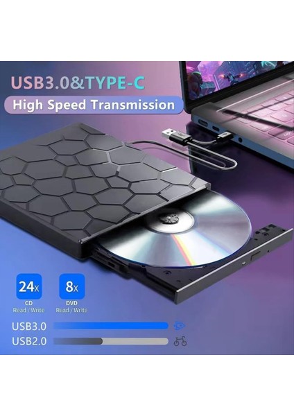 Harici Cd/dvd Sürücü Oynatıcı 7&#39 De 1 USB 3 0 Cd/dvd-Rom +/- Rw CD Burner Dizüstü Masaüstü Mac Windows 11/10/8/7 Linux (Yurt Dışından) fiyatları