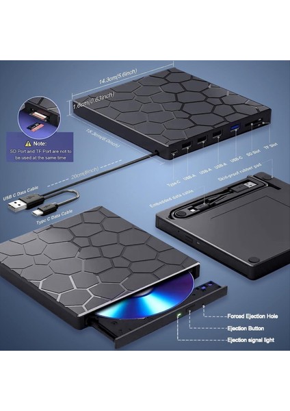 Harici Cd/dvd Sürücü Oynatıcı 7&#39 De 1 USB 3 0 Cd/dvd-Rom +/- Rw CD Burner Dizüstü Masaüstü Mac Windows 11/10/8/7 Linux (Yurt Dışından) indirimleri