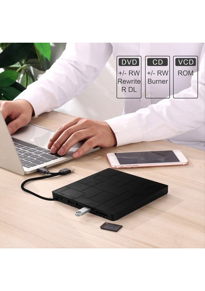 Burner Çok Fonksiyonlu Optik Sürücü 7 1 CD CD DVD Bilgisayar USB Mobil Harici Taşınabilir Yardımcı Program Optik Sürücüler (Yurt Dışından) fiyatları
