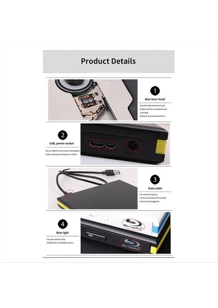 Blu-Ray Brülör Oynatıcı USB 3 0 CD DVD Harici Bluray Drive Writer Okuyucu MacBook Windows Pc Dizüstü Dizüstü Masaüstü (Yurt Dışından) modelleri