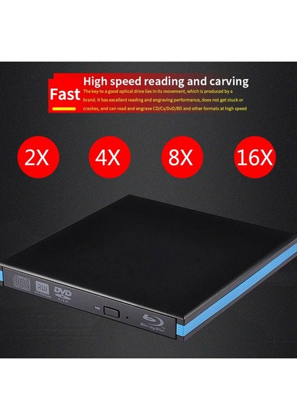 Blu-Ray Brülör Oynatıcı USB 3 0 CD DVD Harici Bluray Drive Writer Okuyucu MacBook Windows Pc Dizüstü Dizüstü Masaüstü (Yurt Dışından) indirimleri