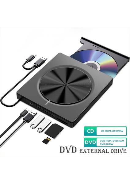 6 Arada 1 Brülör Taşınabilir Harici Usb3 0/type-C Dvd-Rw Disk Optik Sürücü Dvd-Rom Brülör Çok Işlevli DVD Sürücü (Yurt Dışından) fırsatları