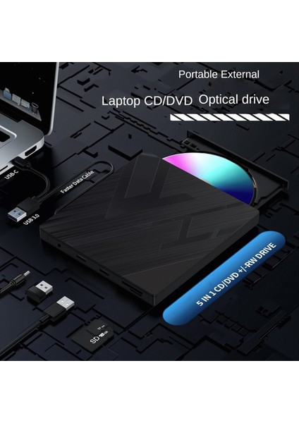 Dizüstü Bilgisayar Için Sd/tf Kart Yuvalı 5 0 Numaralı Cd/dvd Sürücüsü USB 3 0 Tip C Cd/dvd +/- Rw Burner Yazar Oyuncusu (Yurt Dışından) fiyatları