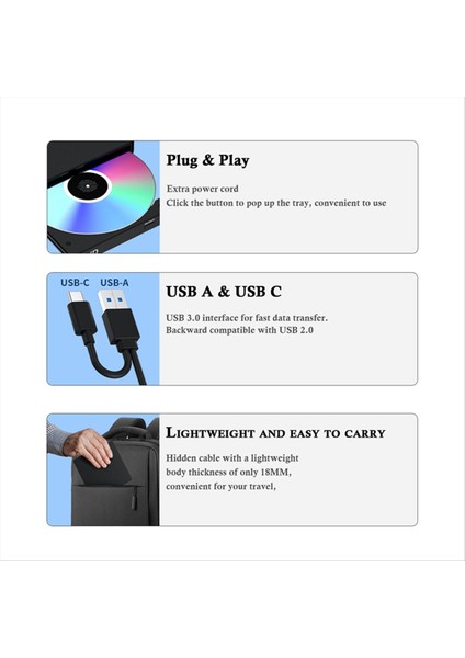 Harici DVD Drive Usb3 0 Cd-Rom Brülör Taşınabilir Çift Arayüz Tip-C USB CD DVD Brülör Dizüstü Bilgisayar Için (Yurt Dışından) indirimleri
