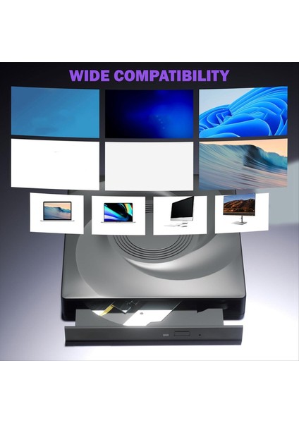 Harici Cd/dvd Sürücü Brülörü CD Rom DVD Player Taşınabilir CD Okuyucu Dizüstü Bilgisayar Windows 11/10/7 Linux Mac Os Için (Yurt Dışından) fırsatları
