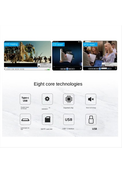 Masaüstü ve Notebook Universal Usb/type-C/sd/tf Kart Okuma ve Için Harici Mobil Optik Sürücü (Yurt Dışından)