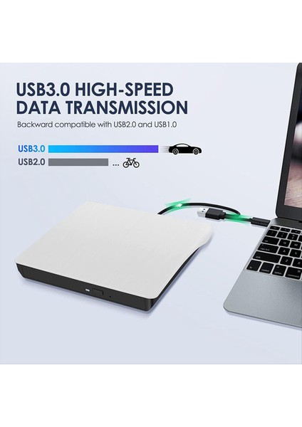 Harici CD DVD +/- Rw Drive USB 3 0 &amp Usb-C Taşınabilir CD &amp DVD Rom Burner Player Reader Writer Rewriter Disk Drive Beyaz (Yurt Dışından) fırsatları