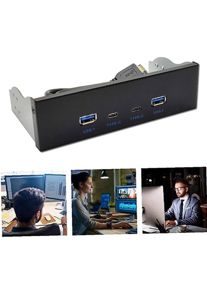 Usb3 2 Tip 10GBPS Optik Sürücü Paneli 2x USB Gen2+2x Tip-C 3 5 Inç 5 25 Inç Hub 19PIN-C-PORT Ön Arka Fiş (Yurt Dışından) modelleri