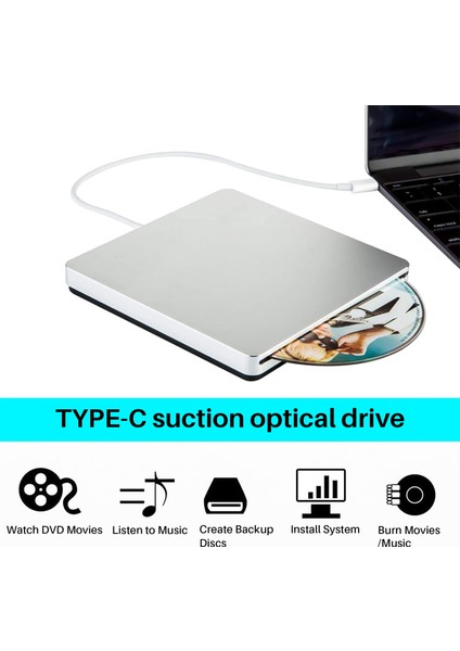 Harici DVD Burner Drive Tip-C Tip Optik Disk Sürücüsü Ince Yuva Cd/dvd +/- Rw Burner USB C Superdrive Mac/pencere Için (Yurt Dışından) fiyatları