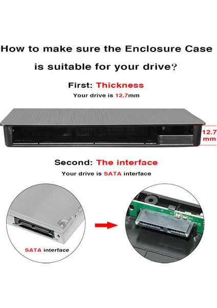 Usb3 0 Sata Harici DVD Muhafaza Dizüstü Bilgisayar Defteri Için Sert Plastik Kılıf 12 7mm Cd-Rom Kılıfı Optik Sürücü Olmadan (Yurt Dışından) fırsatları