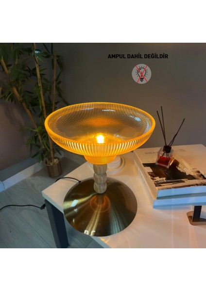 Stark Cam Bal Rengi Üç Boncuk Masa Lambası Dekoratif Masaüstü Aydınlatma Yatak Odası Başucu Lamba fırsatları