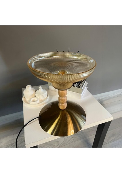 Stark Cam Bal Rengi Üç Boncuk Masa Lambası Dekoratif Masaüstü Aydınlatma Yatak Odası Başucu Lamba indirimleri