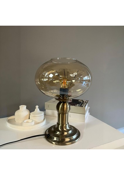 Solvia Cam Bal Rengi Masa Lambası Dekoratif Masaüstü Aydınlatma Hol Abajur Yatak Odası Başucu Lamba fiyatları