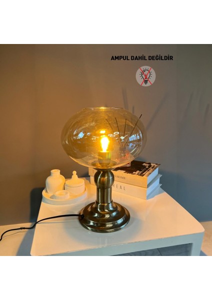 Solvia Cam Bal Rengi Masa Lambası Dekoratif Masaüstü Aydınlatma Hol Abajur Yatak Odası Başucu Lamba fırsatları