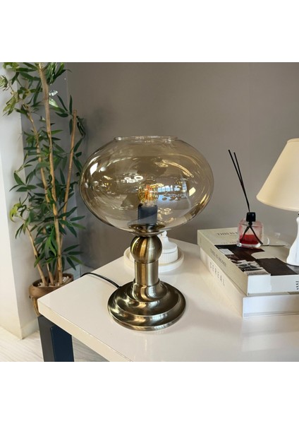 Solvia Cam Bal Rengi Masa Lambası Dekoratif Masaüstü Aydınlatma Hol Abajur Yatak Odası Başucu Lamba indirimleri