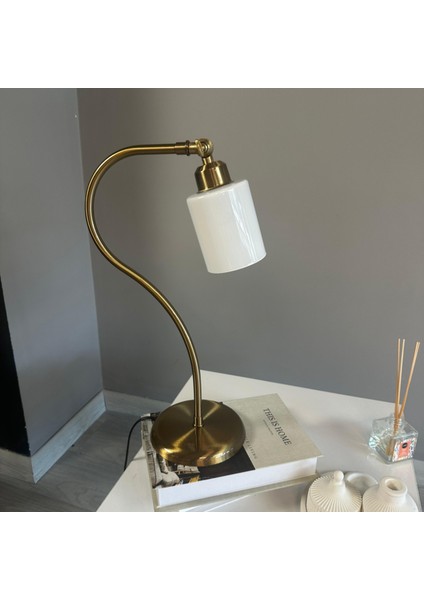 Tiny Cam Beyaz Masa Lambası Dekoratif Masaüstü Aydınlatma Hol Abajur Yatak Odası Başucu Lamba